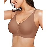 Popilush Seamless Bras for Women - Wireless Pushup Bra Full Coverage Comfortable T Shirt Bralette with Support and Lift