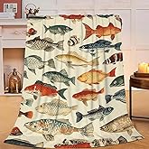 Fish Throw Blanket Fish Gifts for Kids Girls Boys Adults Women Men Soft Cozy Warm Plush Fluffy Fuzzy Fleece Blanket Birthday Festival Decor 40''X50''