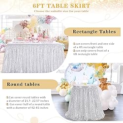 Silver Table Skirt 6ft Spakly for Rectangle Table
