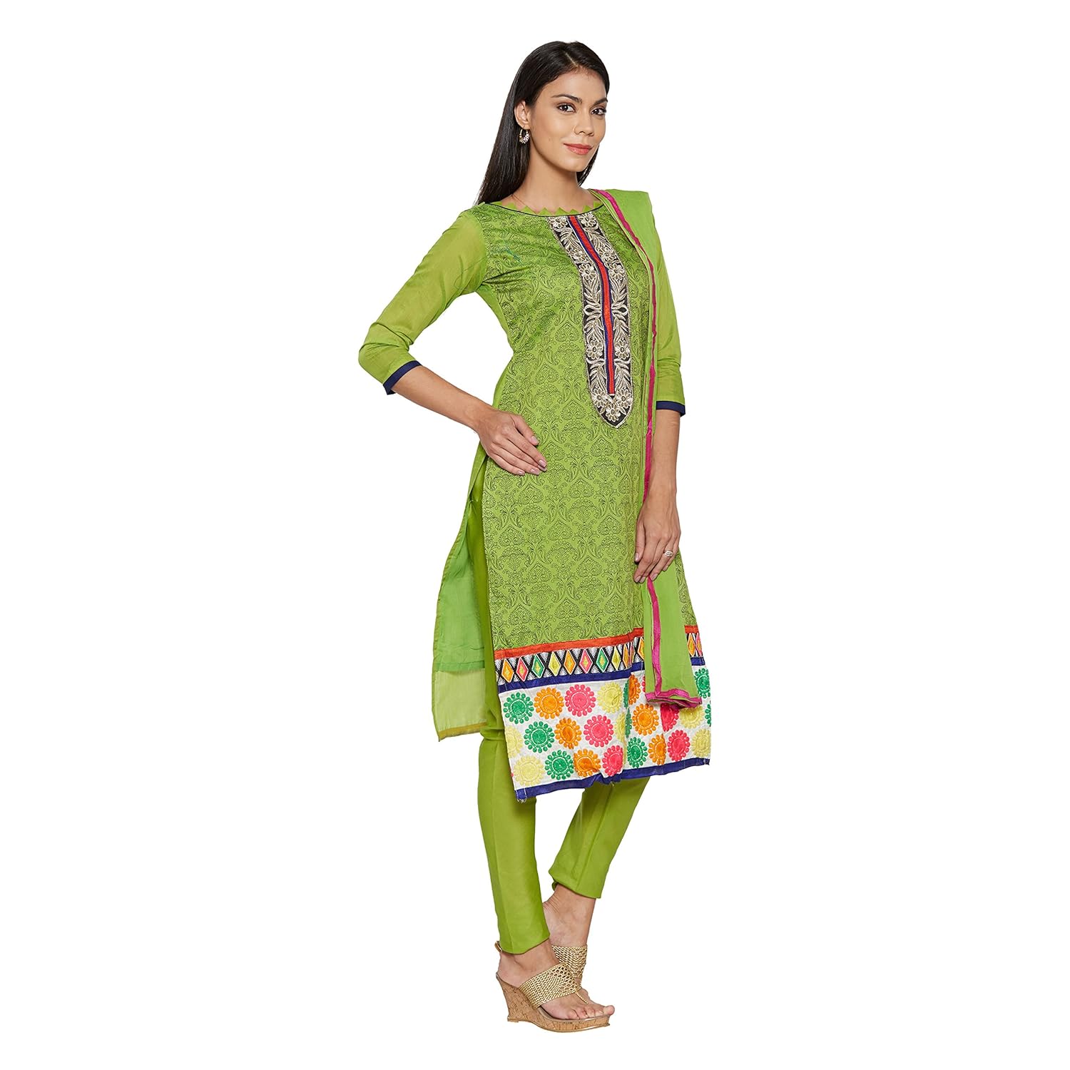 florence women's chanderi cotton salwar suit dupatta material (sb-3406)