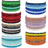 YBMYCM 22-60PCS 8mm Gemstones Beaded Bracelets Round Bead Crystal Bracelets for Women,Elastic Stretch Adjustable Bracelet Unisex