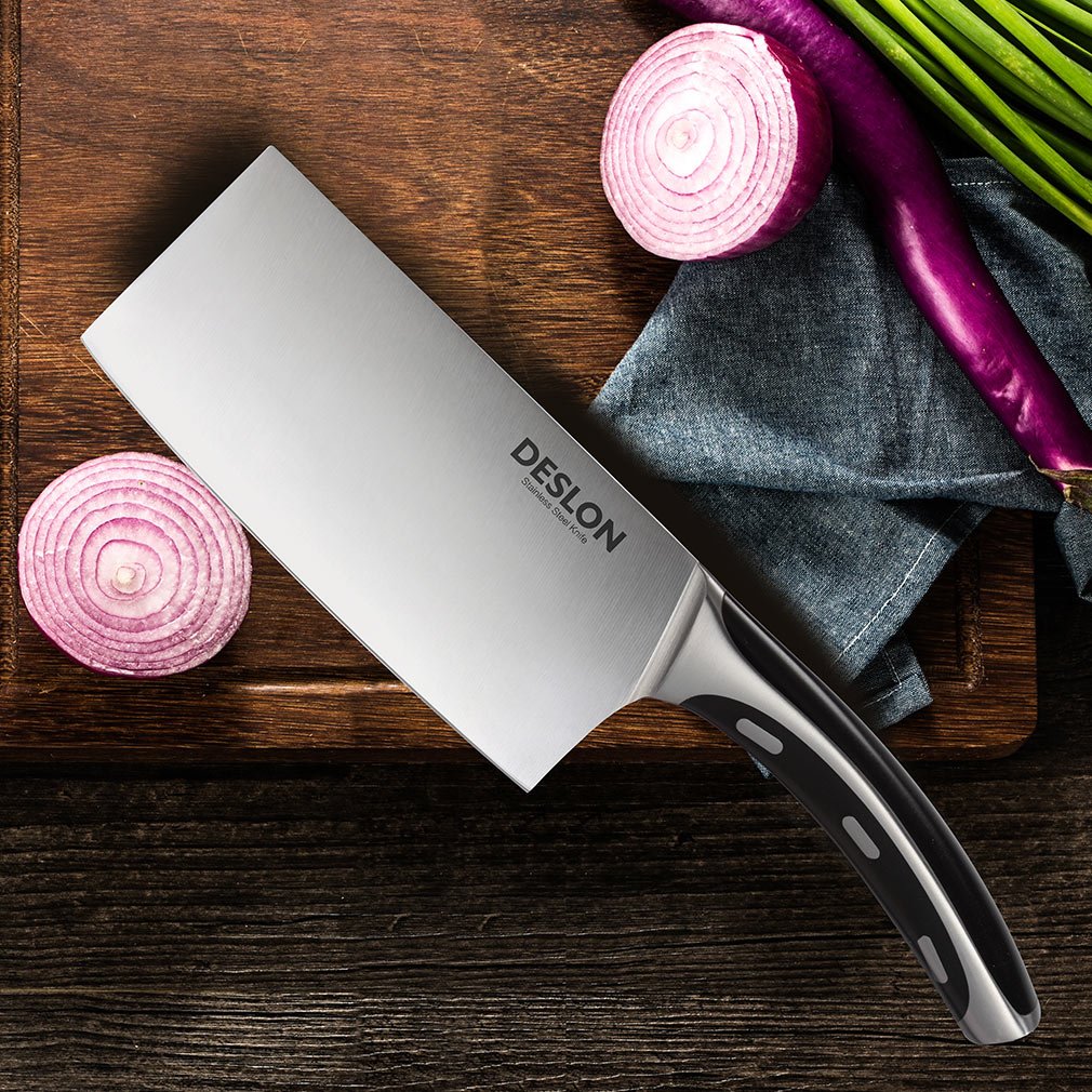 DESLON Chinese Cleaver, Butcher Knife German High Carbon Stainless Steel Meat Cleaver Kitchen Knife