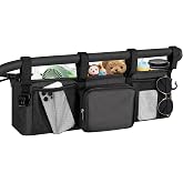 Double Stroller Organizer for Bob Duallie and Baby Jogger City Mini GT2, Double Baby Stroller Accessories with 2 Cooler Pockets, Parent Console Double Jogging Stroller Caddy with Zipper Bag(Bag Only)
