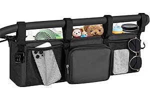 Double Stroller Organizer for Bob Duallie and Baby Jogger City Mini GT2, Double Baby Stroller Accessories with 2 Cooler Pocke