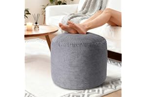 BBGDIPG Pouf Ottoman Foot Rest, Comfortable & Soft, Round Footstool Ottoman for Living Room, Bedroom, Office, Room Decoration, Corduroy Foot Stool Pouf with Odorless & Anti-Clump Filling, Small Dark Grey