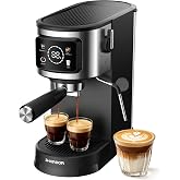SHARDOR Espresso Machine with Milk Frother, for Cappuccino and Latte | 15 Bar, Expresso Coffee Machines with Single &amp; Double Shots,LED Touchscreen, 40.6oz Water Tank, 1550W, BPA-Free,Black
