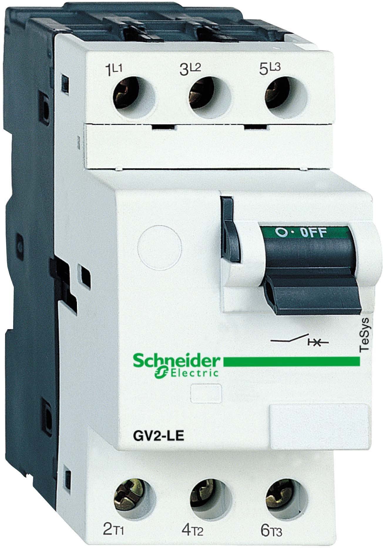 Schneider Electric TeSys GV2 - Motor Circuit Breaker, 3 Pole, 4A, Magnetic, Toggle Control, Screw Clamp Terminals, GV2LE08