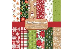 NASZONUS 24 Sheets Scrapbook Paper, 6"X6" Inch Scrapbook Paper, 160gsm, 21 Designs Decorative Paper for Card Making Scrapbook Photo Album Decor (Christmas-A)