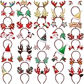 Jexine 36 Pcs Christmas Headbands with Different Designs Christmas Hat Accessories Costume Headbands for Adults Women Men Xmas Holiday Party