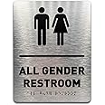 All Gender Bathroom Bathroom Sign by GDS - ADA Compliant, Wheelchair Accessible, Raised Icons, & Grade 2 Braille - Includes A