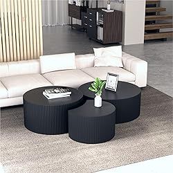 KEVINSPACE Round Coffee Table Set of 3, Modern