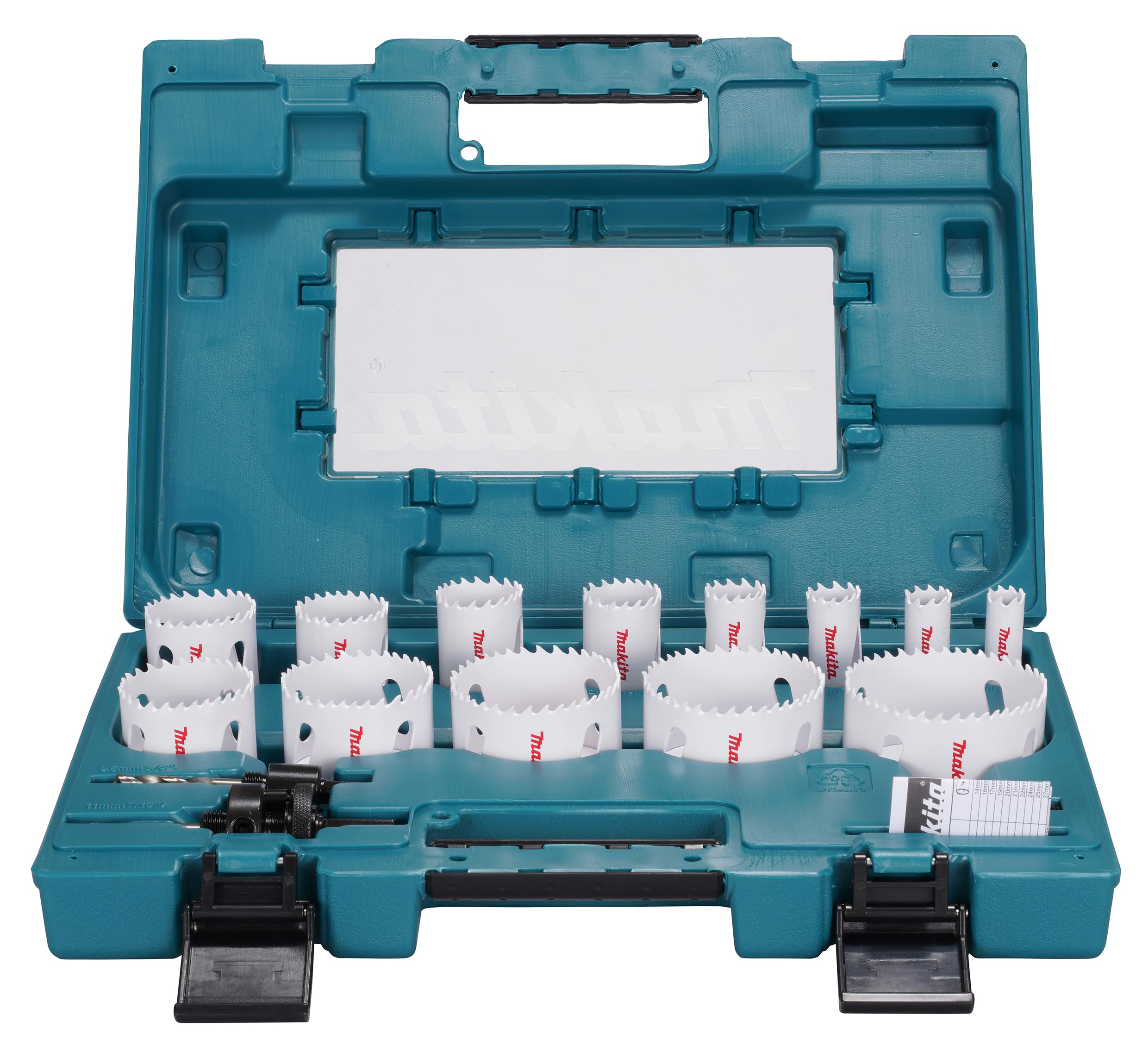 Makita D-63993 BiM Hole Saw Set 16 Pieces in Plastic Case, Bi-Metal Hole Saws Diameter 16-76 mm, Cutting Depth 38 mm, for Wood, Metal, Aluminium, Plastic