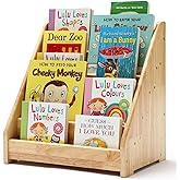 Nuoex Montessori Bookshelf for Toddler 1-5 Years, Kids Wooden 5-Tier Front Facing Book Display Shelf with Chalkboard for Bedroom,Playroom,Classroom,Book Rack Organizer, Natural