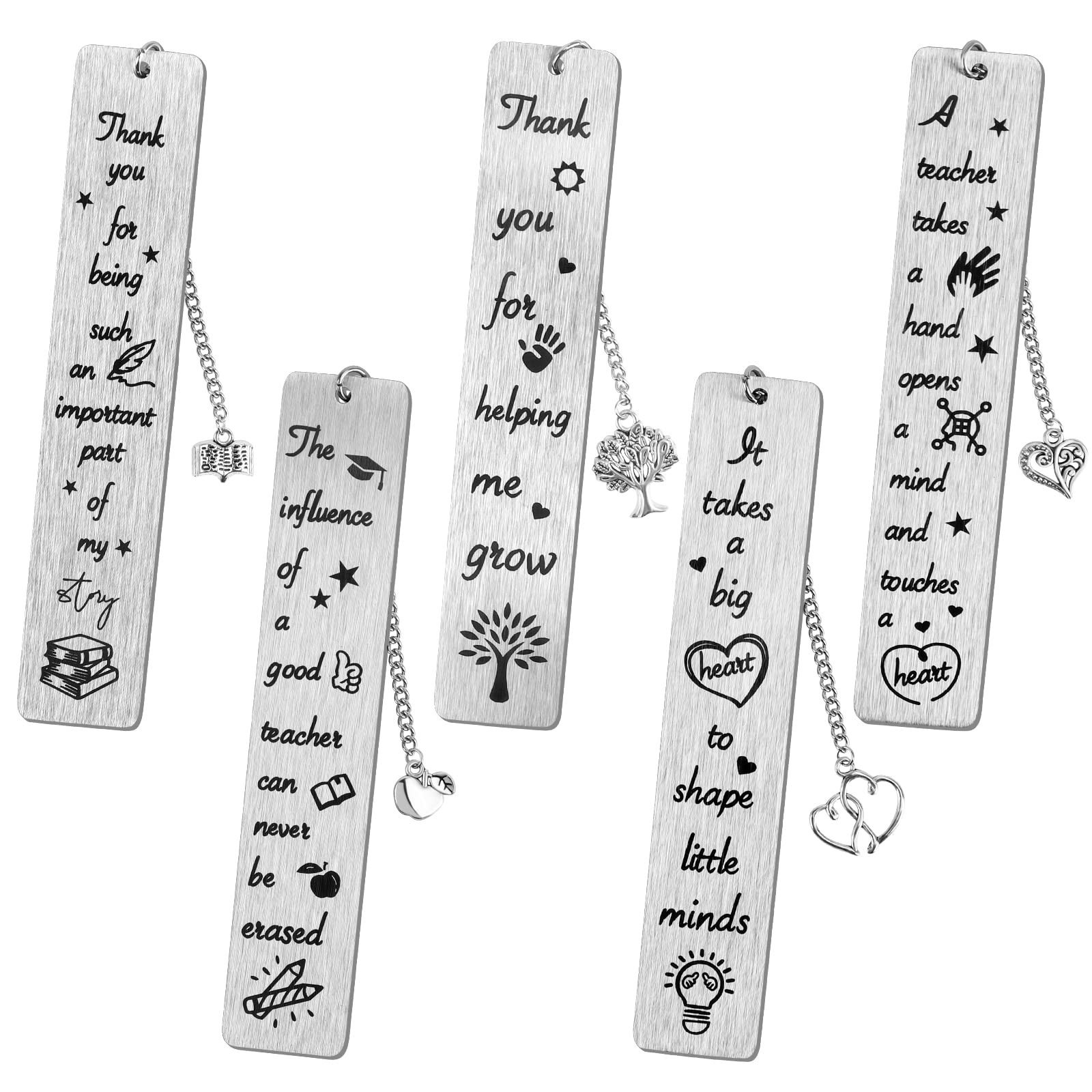 Thank You Teacher Bookmark Gifts for Women Men, Appreciation Gifts for Teachers, 5Pcs Teacher Bookmark for Leaving End of Term Retirement Graduation Teachers Gifts