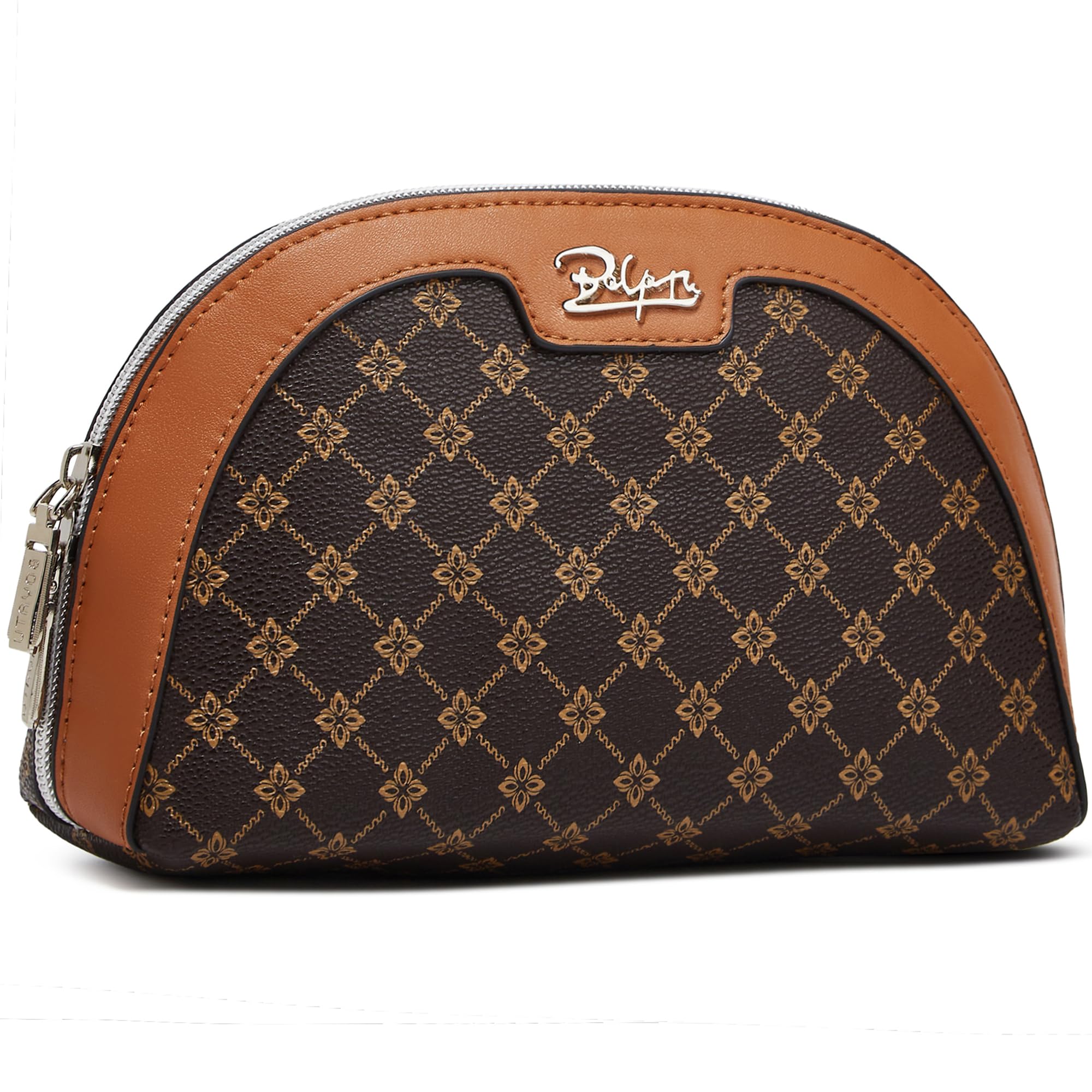 Photo 1 of BOYATU Small Makeup Bag for Purse: Cute Cosmetic Bag with Mirror - Waterproof Vegan Leather Make up Bags for Women - Fashion Makeup Pouch for Party (010-coffee)