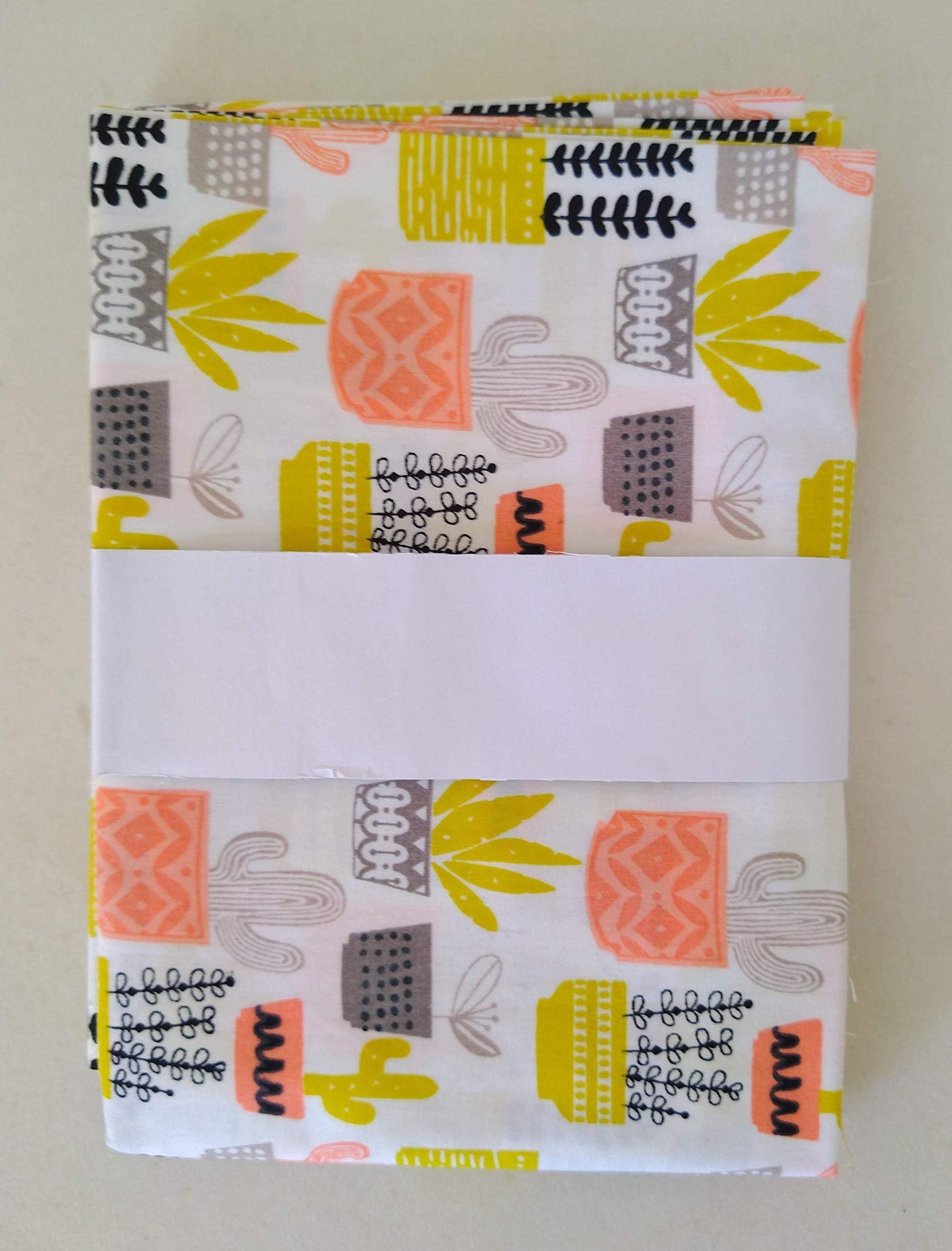TSI Fabrics- Quilting Fabric by The Yard- 100% Cotton - Fun Collection- 1 Metre- Cactus in White Background