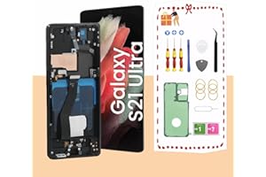 LNONLS OLED for Samsung Galaxy S21 Ultra 5G LCD Screen Replacement for Samsung S21 Ultra Touch Digitizer Screen Display Assembly with Frame Toolkits G998U G998B/DS Black