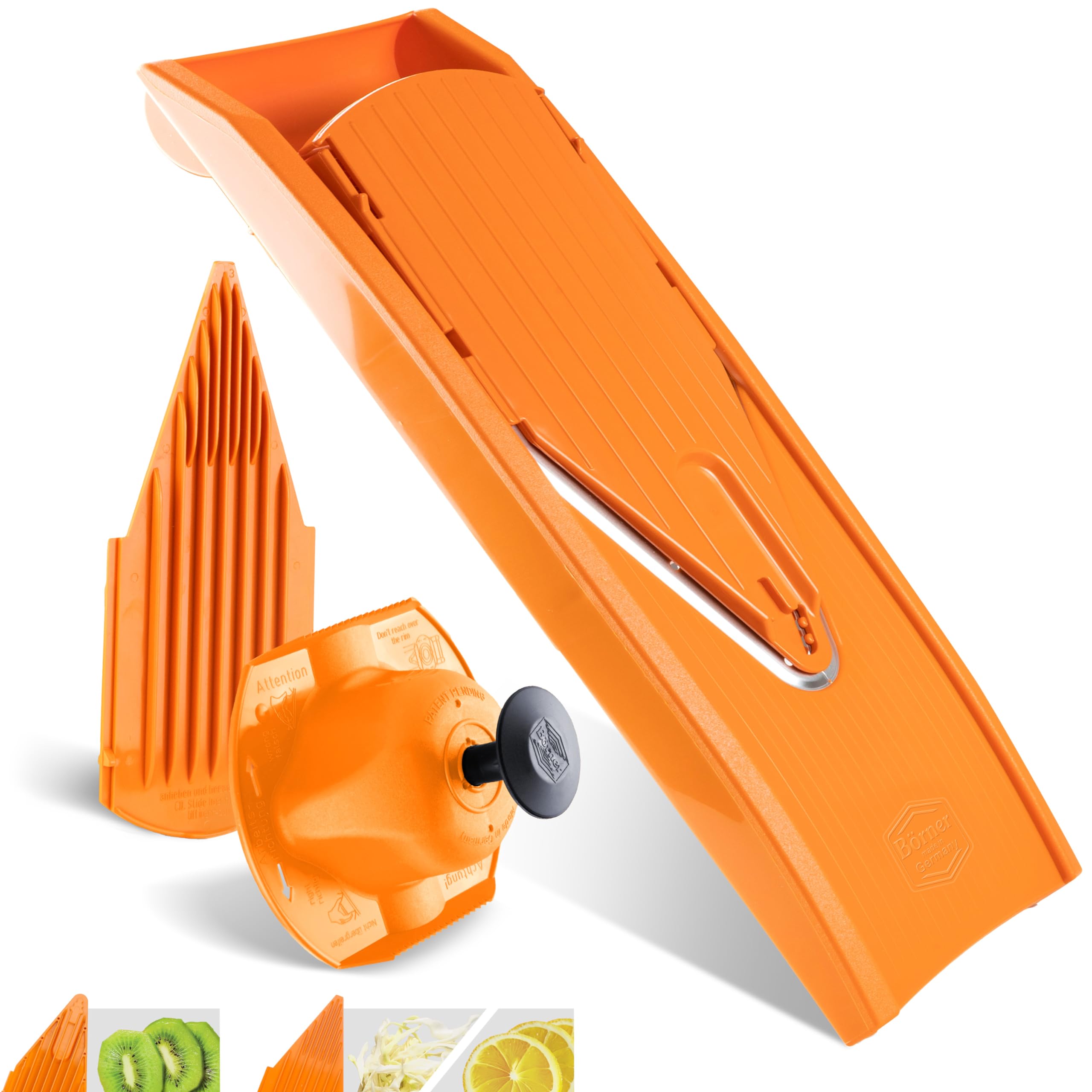 Börner V1 ClassicLine Basic Professional Fine Slicer Vegetable & Fruit Slicer + Safety Pusher Orange