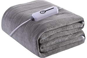 YAKEE Electric Mattress Pad Twin Szie 39''x75'', Soft Colar Fleece with 4 Heating Levels, 10-Hour Auto Shut Off, Fast Heating, Deep Pocket Bed Topper Fit Up to 21", Machine Washable, Grey