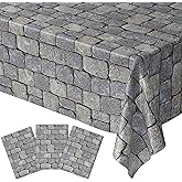 Stone Wall Table Covers (Pack of 3) - 54"x108" XL - Medieval Party Decorations, Knight Themed Party Supplies, Castle Parties, Cobblestone, Stone Scene Setter, Knight Birthday Decorations