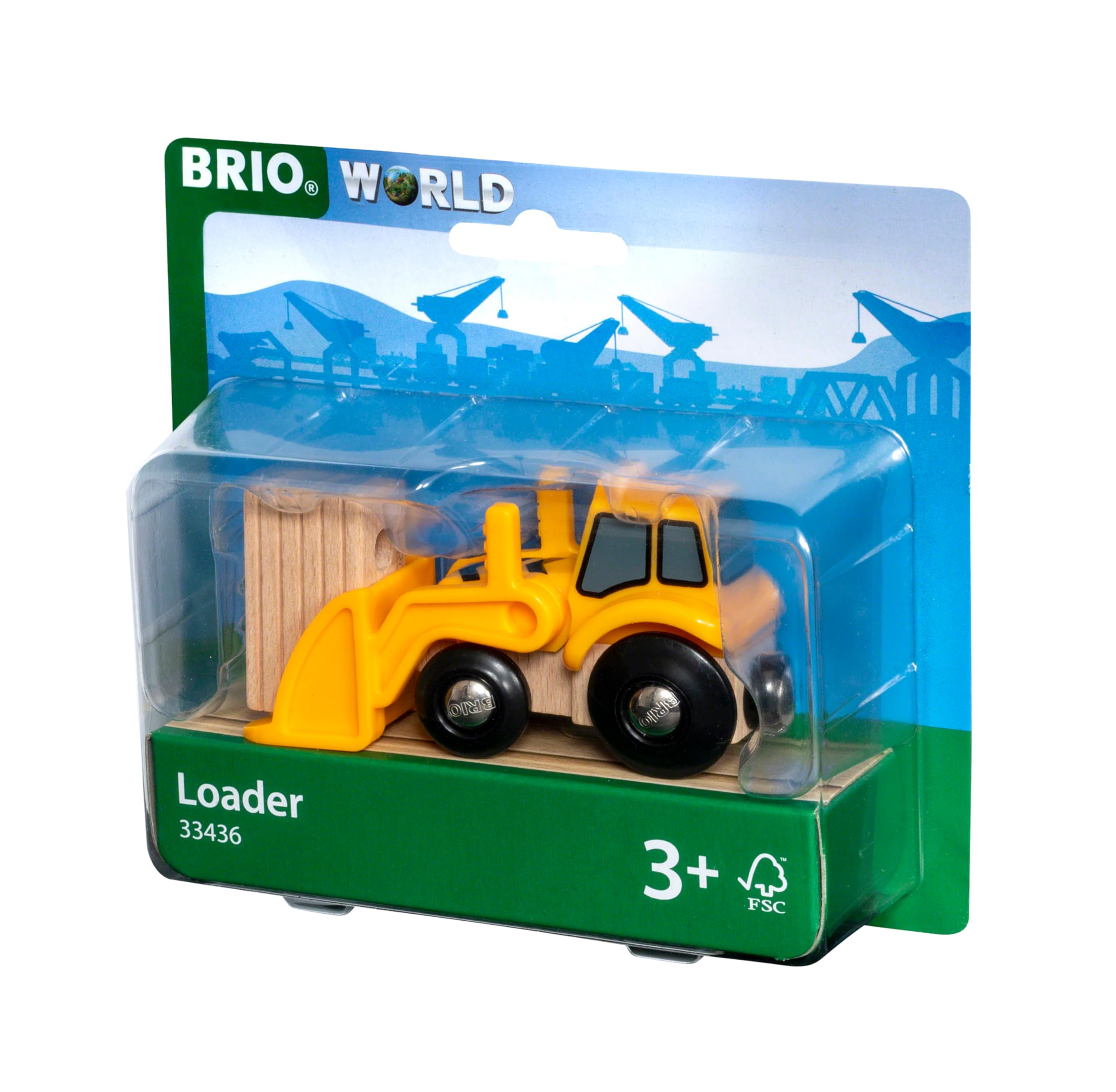BRIO World Farm Tractor Loader Toy for Kids Age 3 Years Up - Wooden Railway Train Set Add On Accessories