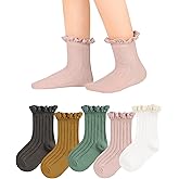 Witwot 6 Pairs Baby Girl Ruffle Crew Socks Toddler Girls Dress Sock Soft Cotton Size 6M - 7Y