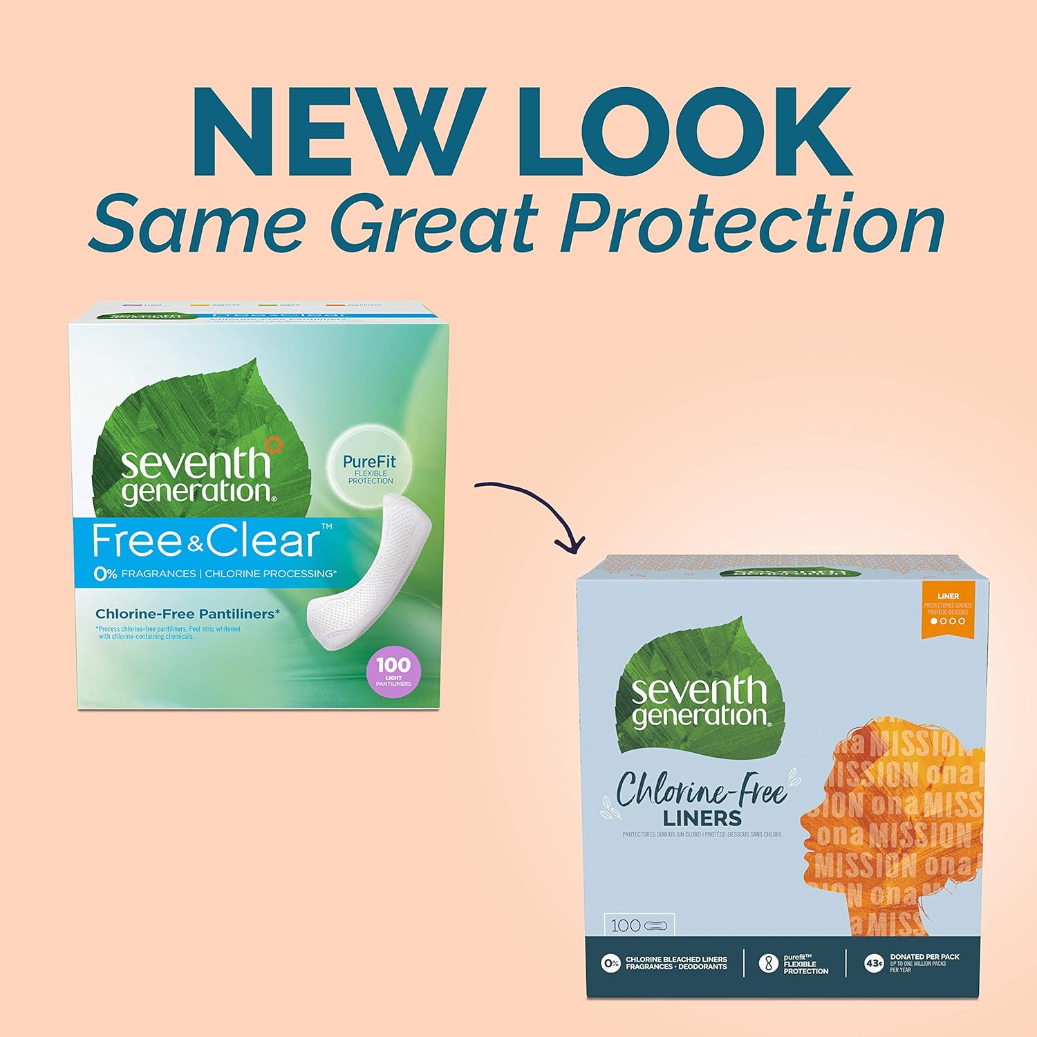 Seventh Generation Pantiliners, Chlorine Free, 100 Count (Packaging May Vary): Health & Personal Care