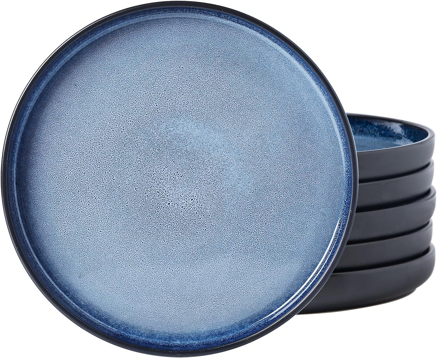 Photo 1 of MONITO Ceramic Dinner Plates Set of 6,10.5 Inch Reactive Glaze Porcelain Plates, Dinnerware Dishes Set for Kitchen, Blue Ice