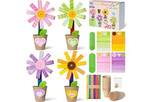 WATINC Mother’s Day Foldable Flower Paper Pot Craft Kits - Make Your Standing Flowers Gift Crafts Decorations, Fun DIY Decor Home School Classroom Art Activities for Mom Kids (24Pcs)