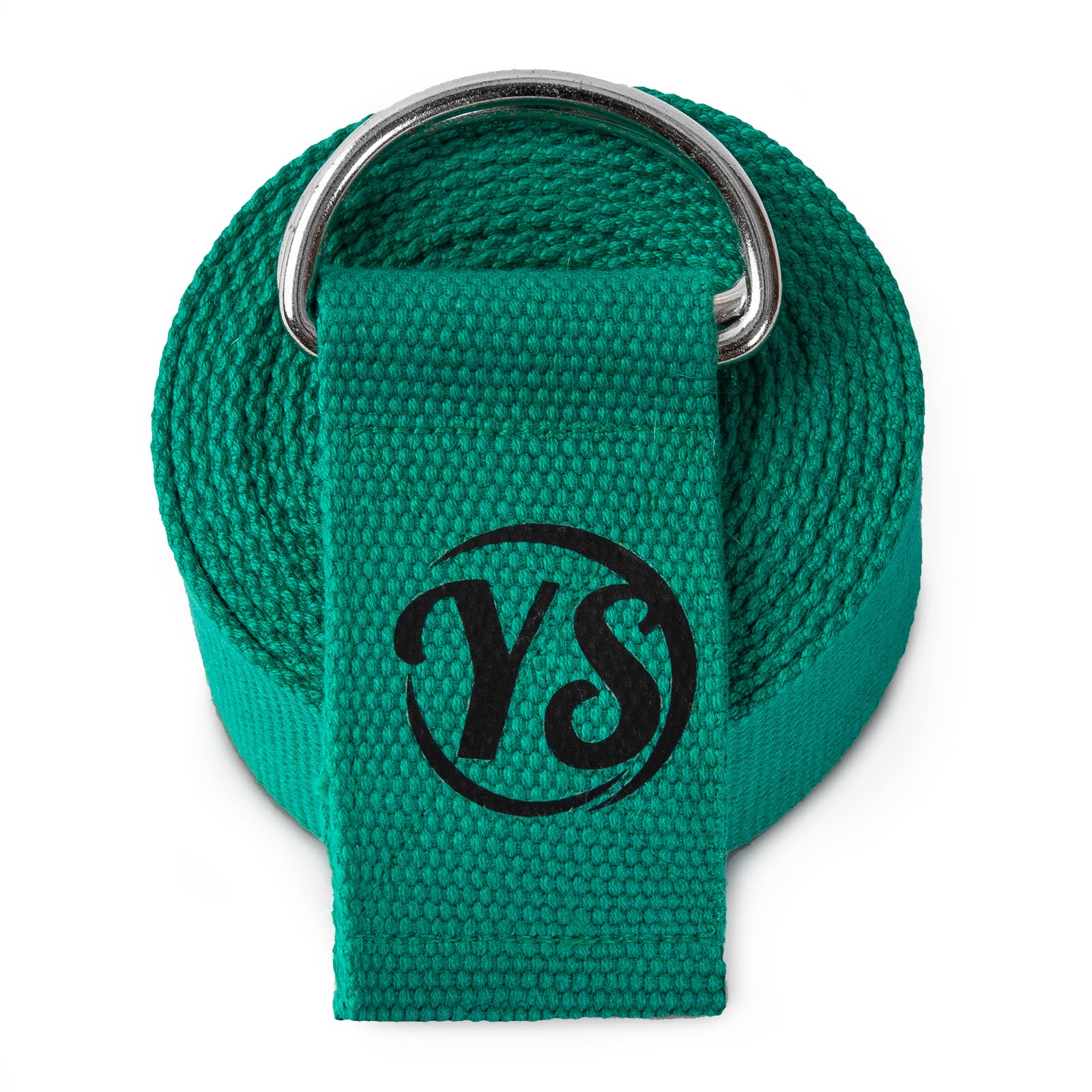 Yoga Studio Yoga Strap, 2.5m (8.2ft) Extra Long Durable Organic Cotton Adjustable Stretching D-Ring Yoga Belt, Exercise, Pilates, Dance, Workout, Gym, Physical Therapy - (Jade Green)