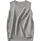 ANRABESS Womens Sweater Vest Summer Sleeveless Crewneck Ribbed Knit Side Button Loose Pullover Tank Tops 2025 Fall Outfits