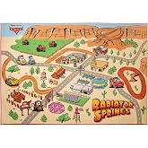Gertmenian Disney Pixar Cars Indoor Game Rug - 4x6 Large, Non-Slip, Ideal for Children in Bedroom, Game Room, Classroom, Nursery or Play Area - Radiator Springs Playmat, Multi/Tan, 31201