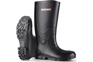 Showave Steel Toe Rubber Work Boots for Men Waterproof Durable Concrete Boots for Hunting Manufacturing Construction