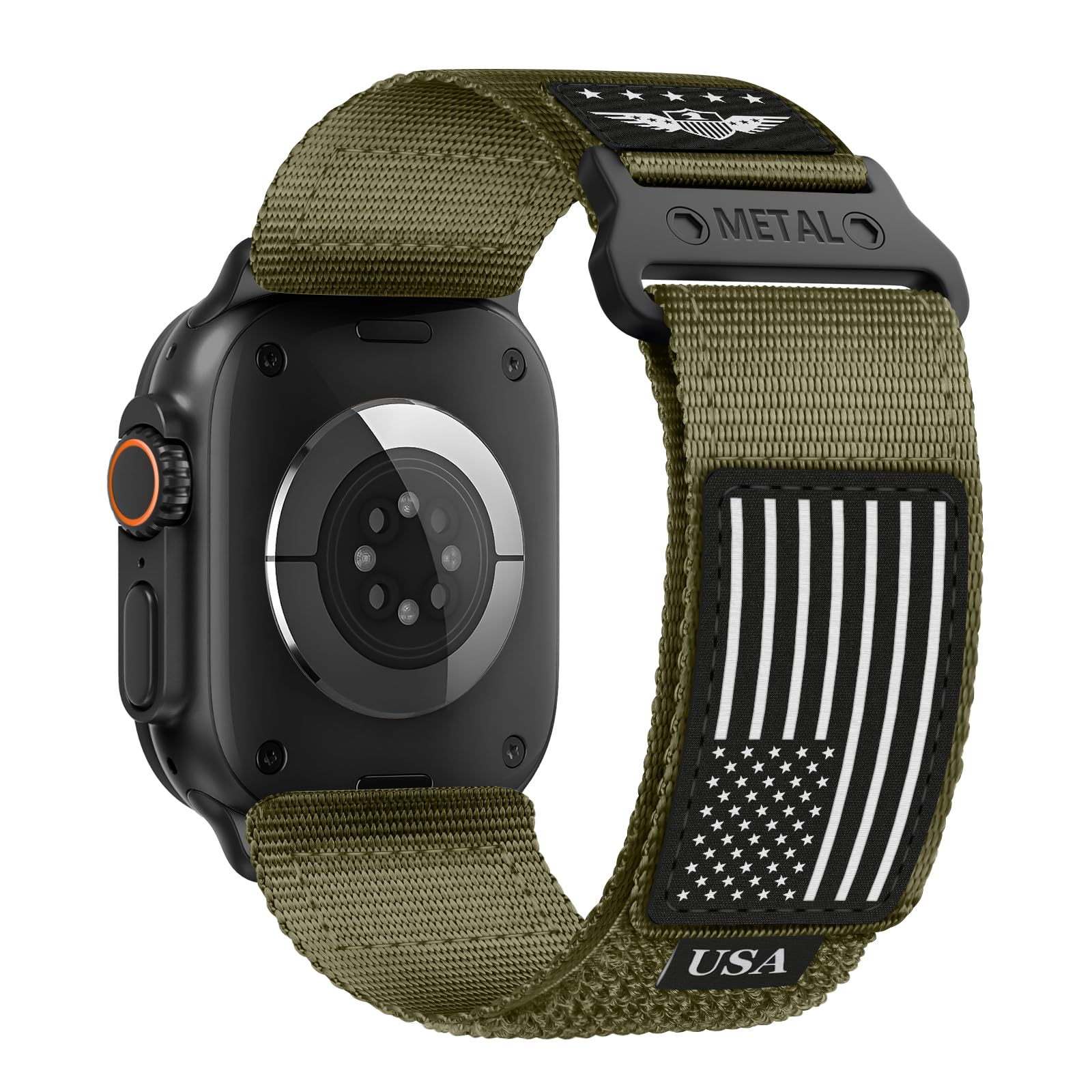Photo 1 of Rugged Nylon for Apple Watch Ultra 2 Band 49mm iWatch Bands 46mm 45mm 44mm 42mm Men,Soft Woven Adjustable Stars-Stripes Flag Wristbands Strap for Apple Watch Ultra Series 10/9/8/7/6/5/4/3/SE/Ultra2