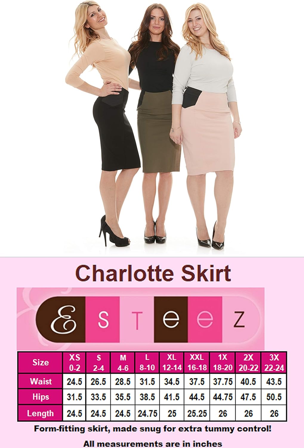 ESTEEZ Womens Ponte Stretch Below Knee Length – Office Pencil Skirt - Charlotte at  Women’s Clothing store