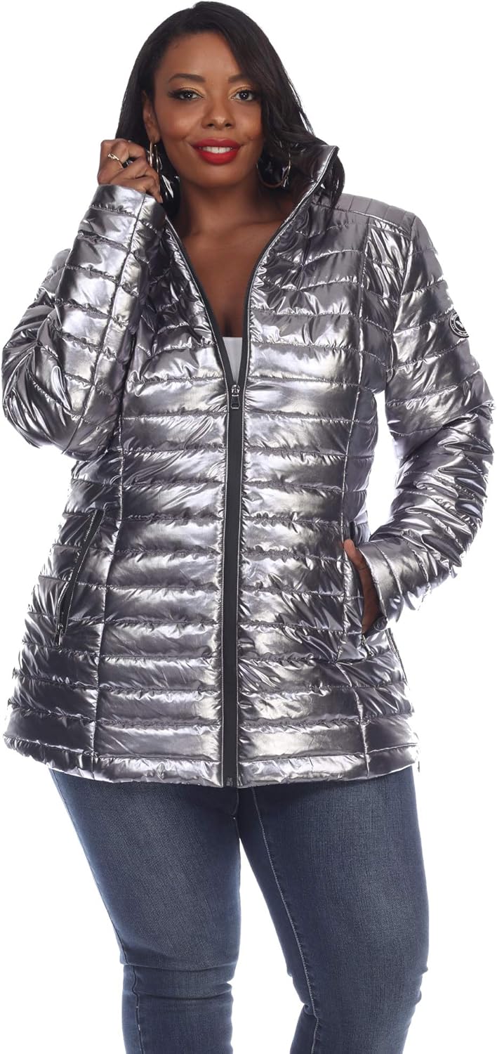 Plus Size Metallic Puffer Coat at Amazon Women's Coats Shop