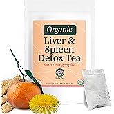 Jade Tea -Organic Liver Detox Tea & Spleen Detox Tea - Organic Dandelion Root, Burdock Root, Ginger Root & Orange Peel - Supports Liver, Gallbladder & and Spleen Health - Orange Spice - Made in USA