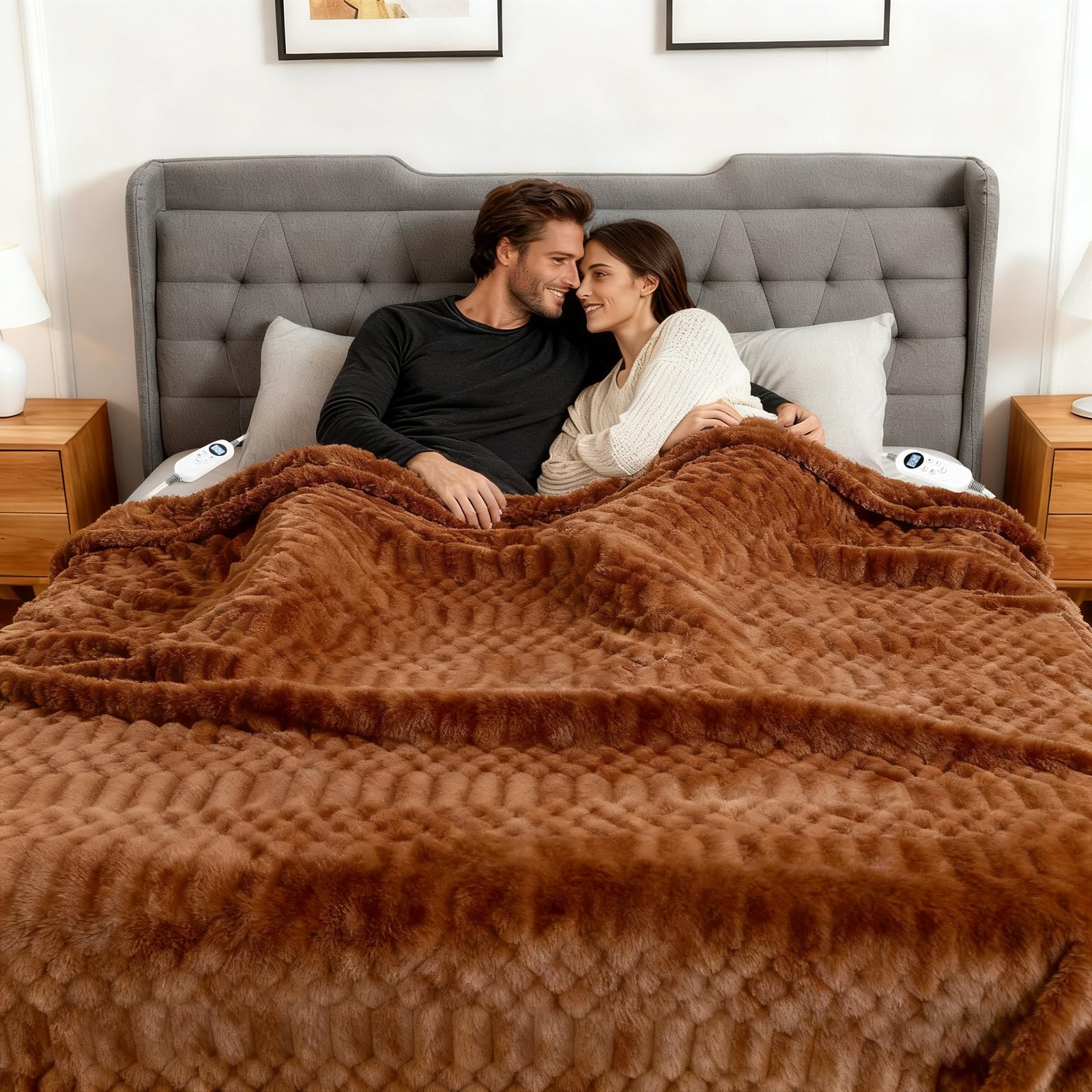 Photo 1 of Heated Blanket Queen, 84"x90" Electric Heating with Dual Controllers,Machine Washable Blanket,12 Heat Levels & 12 Hours Auto Off, Soft Warm Flannel Blanket, Overheat Protection with ETL & FCC
