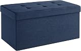 Songmics Mazie Collection Storage Ottoman Bench 76 cm Dark Blue LSF047Q52
