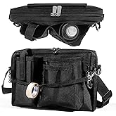 PTAHON Nurse Fanny Pack for Women - Double-Stitched Design, 7 Pockets Nursing Fanny Pack for Nurses, Convertible Waist/Shoulder Bag, Water-Resistant - Ideal for Nurses, Caregivers, DIY (Black)