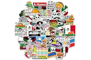 BITEXPRESS Mexican Hard Hat Stickers [50pcs] Mexico Pride - Funny Vinyl Sticker for Tool Box Hardhat Helmet Hood Bumper Laptop Water Bottle, Patriotic Decals for Adults Essential Construction Workers