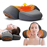 Ergonomic Heated Cervical Neck Pillow with Vibration Massage – Multi-Mode Pillow for Neck Pain Relief and Waist Support, Memory Foam, USB Rechargeable for Home Use