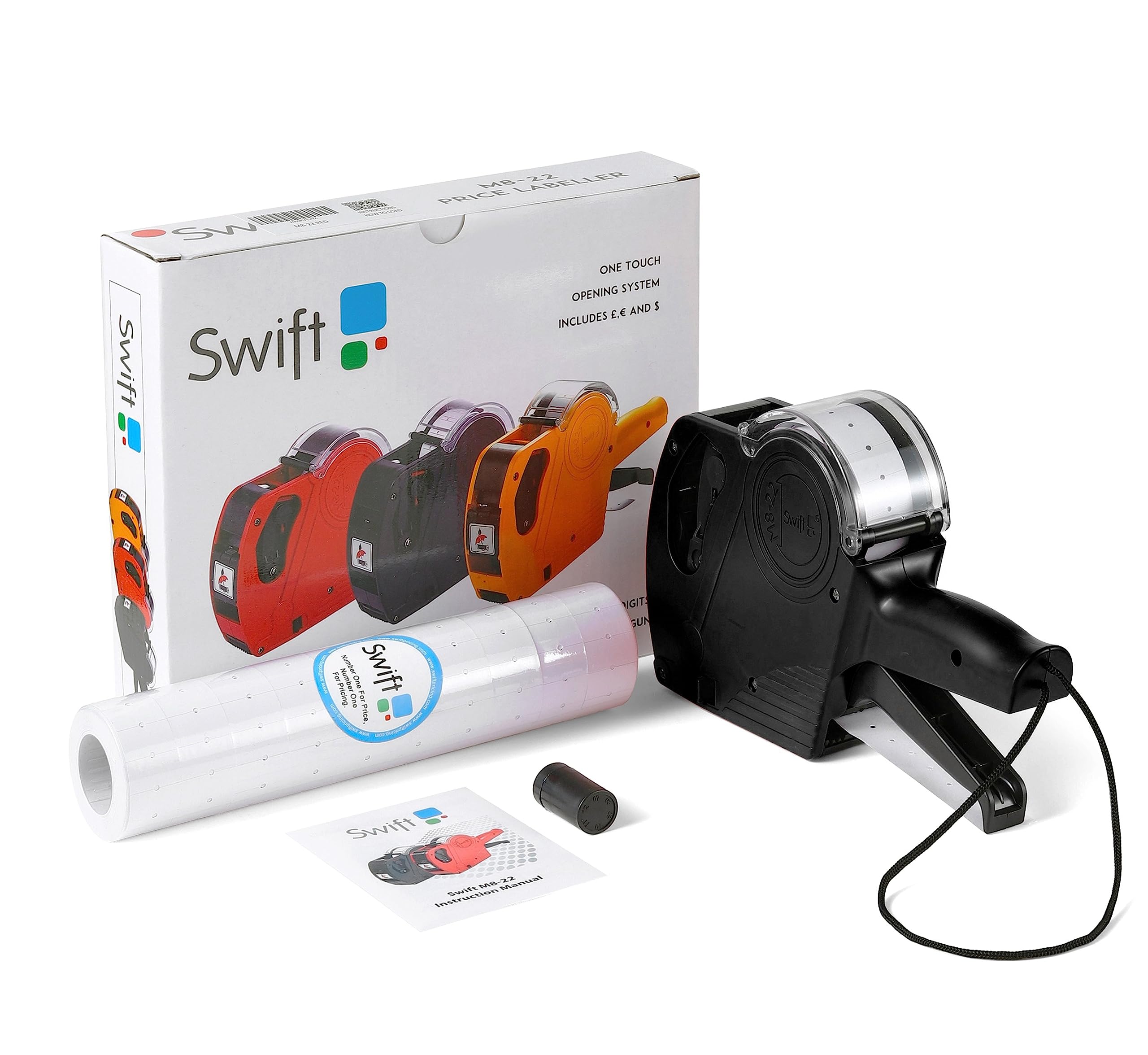 swift Price Gun Kit with 5000 Labels and Spare Ink Pricing Tag Sticker Printer Maker For Clothes Food Stationary Retail Black M8-22