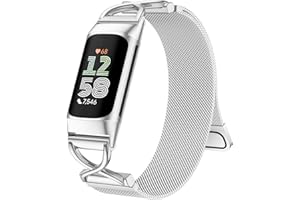 JKD X-Shape Metal Band Compatible with Fitbit Charge 6/ Charge 5 Bands for Women Men, Soft Stainless Steel Mesh Loop Strap Bracelet Wrist Band Replacement for Fitbit Charge 5/ Charge 6 Fitness Tracker