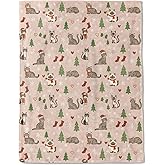 ainori Cat Christmas Decorative Throw Blanket, Cute Kitten Tree Sock Snowflake Print Decoration, Soft Flannel Winter Blankets for Couch Bed Sofa, Holiday Home Decor, Xmas Festival Gifts 50x60 Inch
