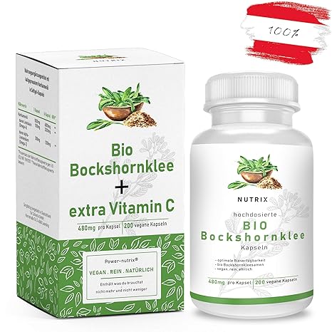 BIO Bockshornklee 200 Kapseln + zusätzlich Vitamin C | aktivierte bio Bockshornkleesamen aus ÖSTERREICH kein Import - vegan –