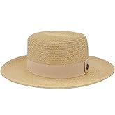 Pineapple⋆ Deor Boater Straw Sun Hat Beach Fine Braid UPF50+ for Women Men