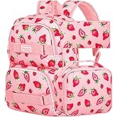 3Pcs Backpack for Girls Boys, 17 Inches Women Men School Bookbag Set for Teens College, Laptop Backpacks with Lunch Box