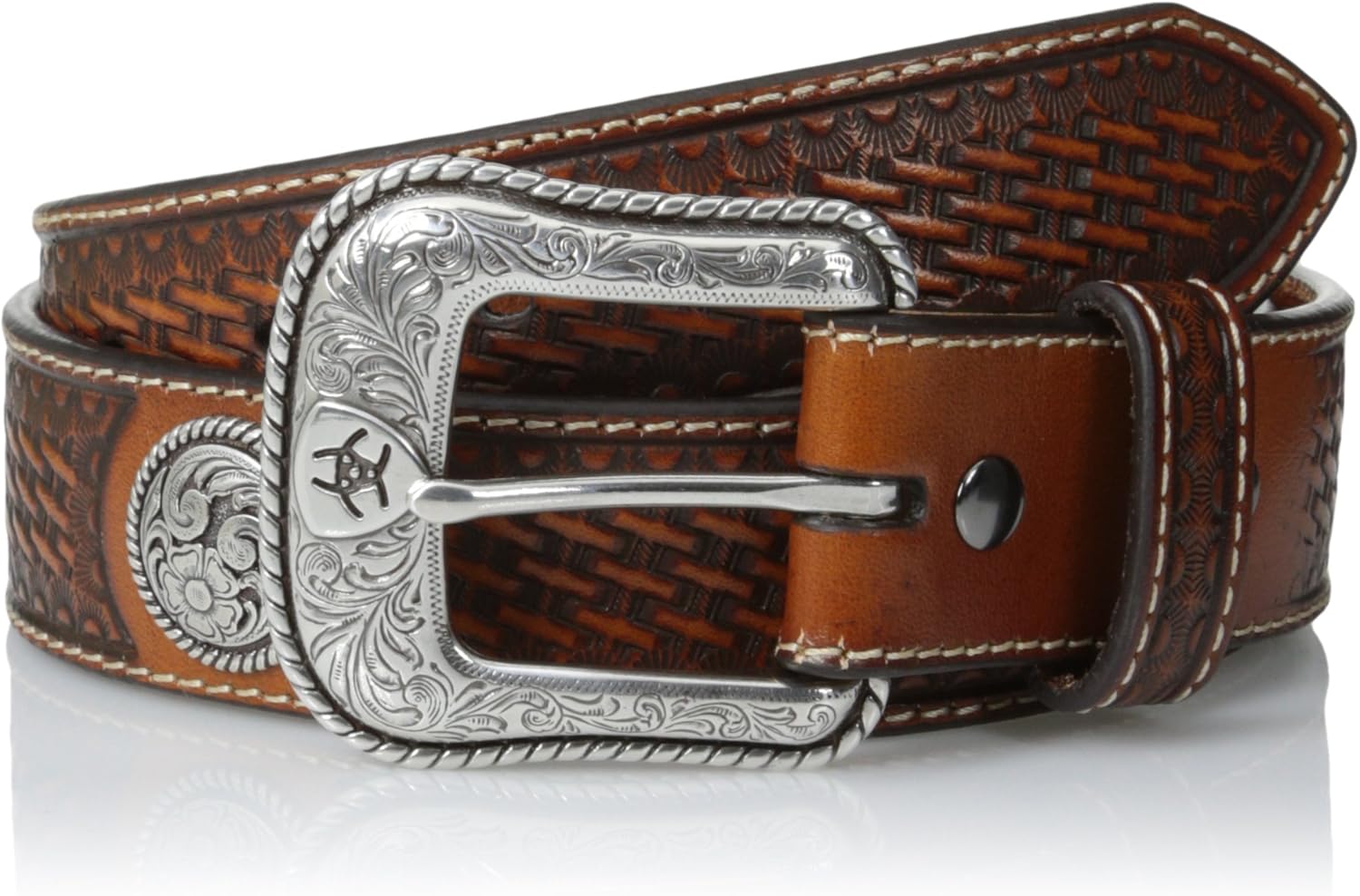 Ariat Men's Basket Stamp Circle Concho Belt