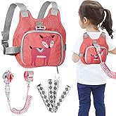 Toddler Harness Leash + Anti Lost Wrist Link, Accmor Kids Harnesses Children Leashes for Girls, Cute Deer Baby Walking Holder Anti-Lost Bracelet Strap Tether for Outdoor Keep Kids Close (Pink)
